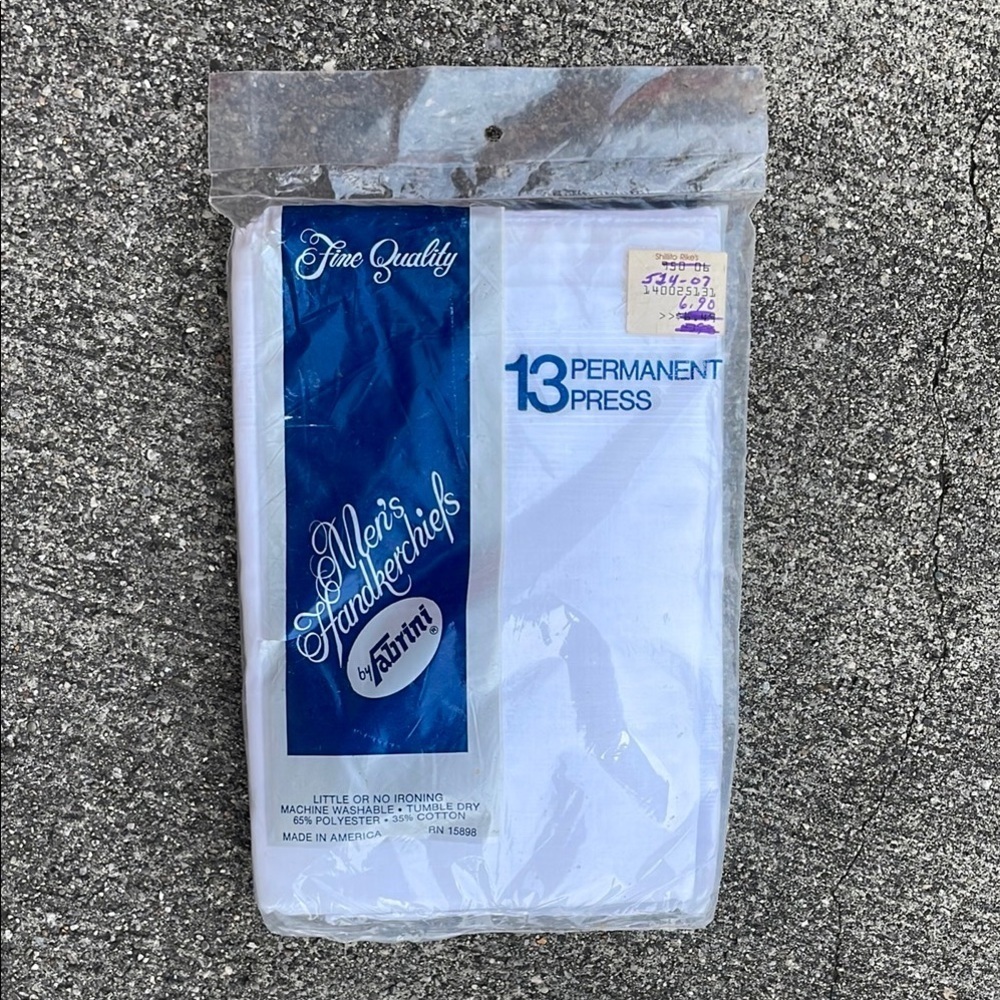 Vintage Fabrini White Classic Handkerchiefs 13 total, New, never used or opened